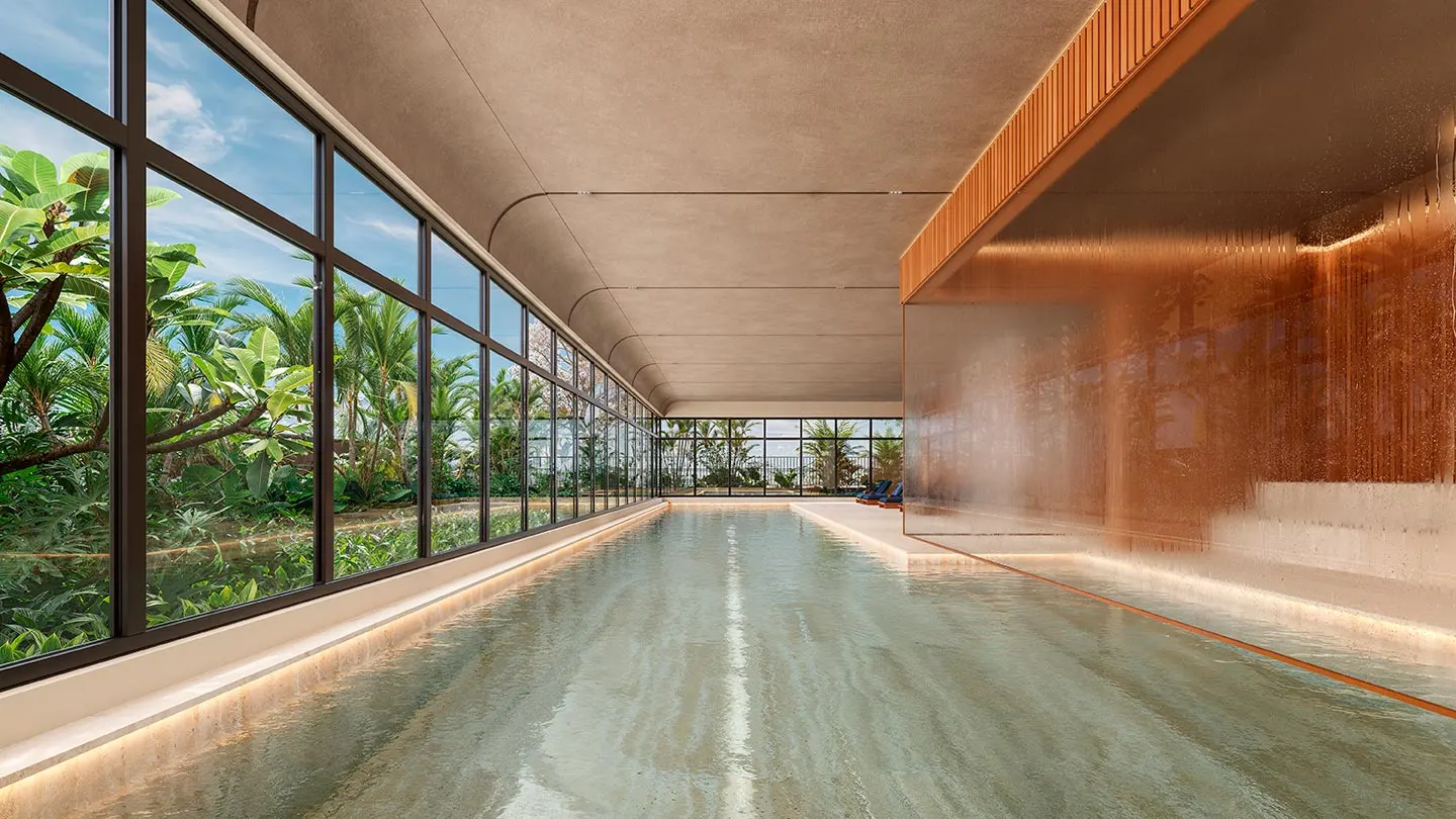 Piscina coberta - Perspectiva ilustrada — Bosque Alphagran
